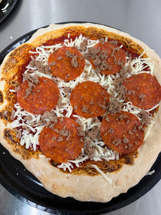 Musso’s Homemade Frozen Pizza - Pepperoni & Sicilian Sausage (14”)
